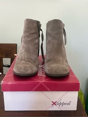 Xappeal Taupe Suede Ankle Booties